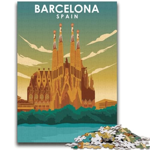 Barcelona, Spanien, Reisekunst-Puzzle für Teenager, 2000 Teile, Familienaktivität mit passendem Poster und Quizblatt, für Kinder ab 14 Jahren, 2000 Teile (70x100cm) von NYANBFKEA