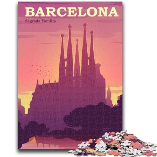 Barcelona 1000-teiliges Puzzle für Erwachsene und Jugendliche, Spielzeug, Lernspiele, Stressabbau, Wichtelgeschenke für Kinder ab 14 Jahren, 1000 Teile (26x38cm) von NYANBFKEA