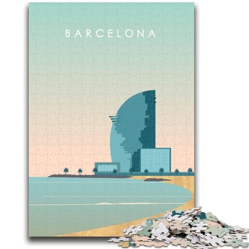 Barcelona-Puzzle mit 1000 Teilen für Erwachsene, Lernspiele, DIY-Spielzeug mit passendem Poster und Quizblatt für Kinder ab 14 Jahren, 1000 Teile (26x38cm) von NYANBFKEA