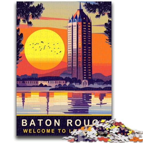Baton Rouge Waterfront Puzzle 1000 Teile für Teenager ab 14 Jahren, Denksportaufgaben, Familienspiele, Weihnachts- und Geburtstagsgeschenke, 1000 Teile (50x75cm) von NYANBFKEA