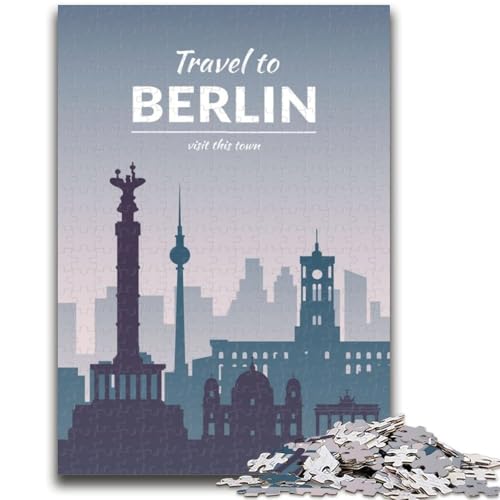 Berlin, Deutschland-Puzzles für Erwachsene und Jugendliche, 1000-teiliges Puzzle, Lernspiele, DIY-Spielzeug mit passendem Poster und Quizblatt, für Kinder ab 14 Jahren, 1000 Teile (50x75cm) von NYANBFKEA