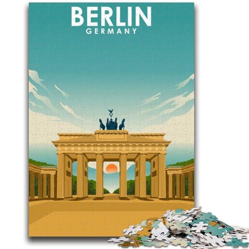 Berlin Vintage Reisekunst-Puzzle für Teenager, 1000 Teile, Lernspielzeug, Familienspiele mit passendem Poster und Quizblatt, 1000 Teile (26x38cm) von NYANBFKEA