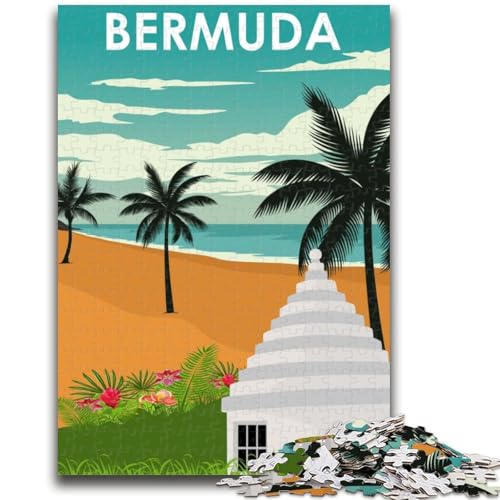 Bermuda-Reiseposter, 1000-teiliges Puzzle für Erwachsene und Jugendliche, Spielzeug, Lernspiele, Stressabbau, Wichtelgeschenke für Kinder ab 14 Jahren, 1000 Teile (26x38cm) von NYANBFKEA