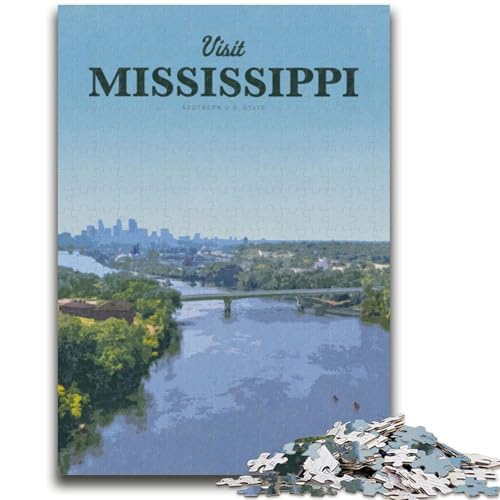 Besuchen Sie Mississippi, 1000-teiliges Puzzle für Erwachsene und Jugendliche, pädagogisches Spielzeug zum Stressabbau, ganze Familie, 1000 Teile (50x75cm) von NYANBFKEA