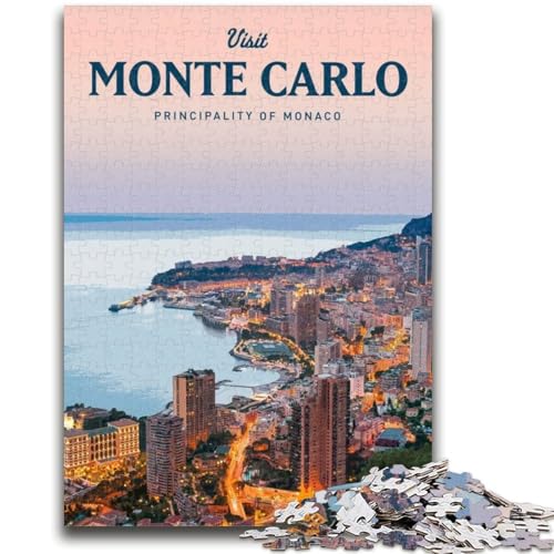 Besuchen Sie Monte Carlo, 1000-teiliges Puzzle für Erwachsene, Lernspiele, DIY-Spielzeug mit passendem Poster und Quizblatt, für Kinder ab 14 Jahren, 1000 Teile (50x75cm) von NYANBFKEA