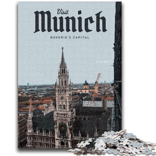 Besuchen Sie München, 1000-teiliges Puzzle für Erwachsene und Jugendliche, pädagogisches Spielzeug zum Stressabbau, ganze Familie, 1000 Teile (50x75cm) von NYANBFKEA