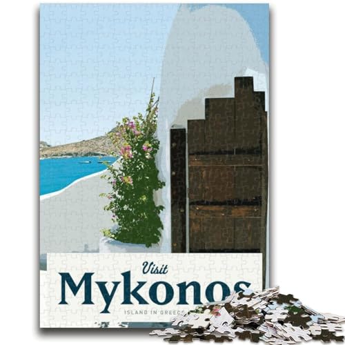 Besuchen Sie Mykonos, Puzzle mit 1000 Teilen, für Teenager, Geschenke, Familienspiel, Stressabbau, schwierige Herausforderung, tolle Geschenke und Spielzeuge, 1000 Teile (50x75cm) von NYANBFKEA