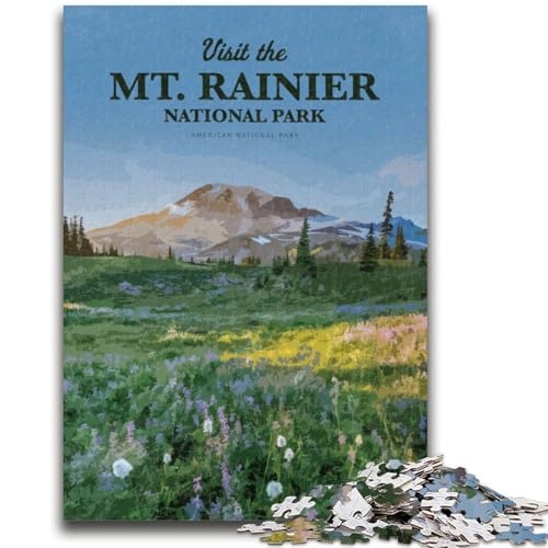 Besuchen Sie den Mount Rainier, 1000-teiliges Puzzle für Erwachsene, Geschenke für Lernspiele, Herausforderungsspielzeug, Geburtstagsgeschenk, Geschenke, Wandkunst, 1000 Teile (50x75cm) von NYANBFKEA