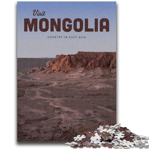 Besuchen Sie die Mongolei, 1000-teiliges Puzzle für Teenager, geeignet für Kinder ab 14 Jahren, Familienspaß, ganze Familie, 1000 Teile (50x75cm) von NYANBFKEA