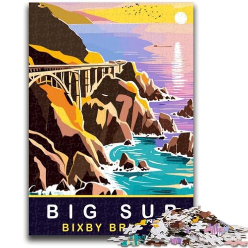 Big Sur und Bixby Bridge Puzzle 1000 Teile für Teenager, anspruchsvolles Spielspielzeug, Wanddekoration, einzigartige Geburtstags, 1000 Teile (26x38cm) von NYANBFKEA