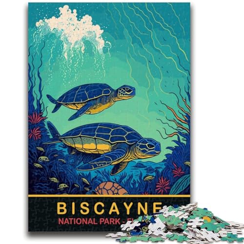 Biscayne Sea Turtles Puzzle 1000 Teile für Teenager-Geschenke, perfekt für Spieleabende, buntes Spielzeug als Geschenk für zu Hause, 1000 Teile (50x75cm) von NYANBFKEA