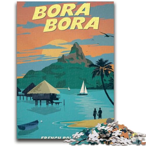 Bora Bora Puzzle für Erwachsene, 1000 Teile, schwierig, lustige Spiele für die ganze Familie, lustige Aktivitäten zu Hause, Geburtstagsgeschenk, Reisegeschenke, 1000 Teile (26x38cm) von NYANBFKEA
