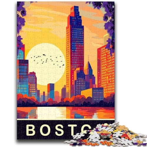Boston Massachusetts Puzzle 1000 Teile für Teenager-Geschenke, perfekt für Spieleabende, buntes Spielzeug als Geschenk für zu Hause, 1000 Teile (26x38cm) von NYANBFKEA