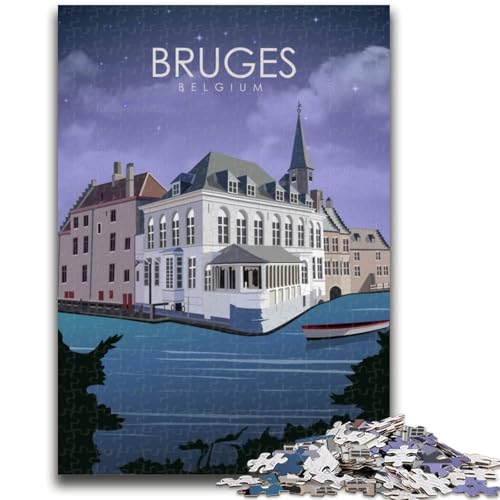Brügge, Belgien, Reisekunst-Puzzle, 1000 Teile, für Erwachsene ab 14 Jahren, Heimkunst-Dekoration, Familienspiele, Weihnachts- und Geburtstagsgeschenke, 1000 Teile (50x75cm) von NYANBFKEA