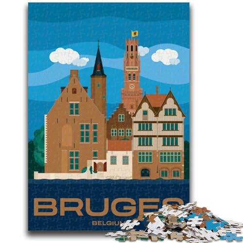 Brügge, Belgien, Stadtbild, 1000-teiliges Puzzle für Erwachsene, Lernspiele, DIY-Spielzeug mit passendem Poster und Quizblatt, für Kinder ab 14 Jahren, 1000 Teile (50x75cm) von NYANBFKEA
