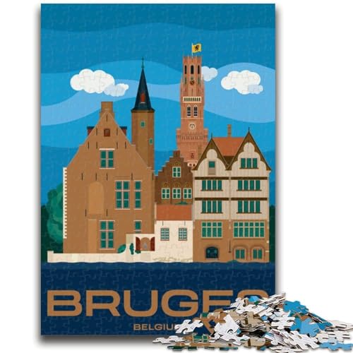Brügge, Belgien, Stadtbild, 1000-teiliges Puzzle für Erwachsene und Jugendliche, Stressabbau, schwierige Herausforderung für die Heimdekoration, für Kinder ab 14 Jahren, 1000 Teile (26x38cm) von NYANBFKEA