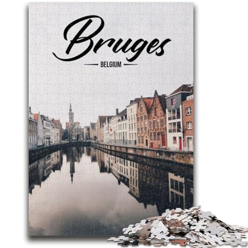 Brügge 1000-teiliges Puzzle für Teenager, Geschenke, perfekt für Spieleabende, buntes Spielzeug als Geschenk für zu Hause, 1000 Teile (26x38cm) von NYANBFKEA