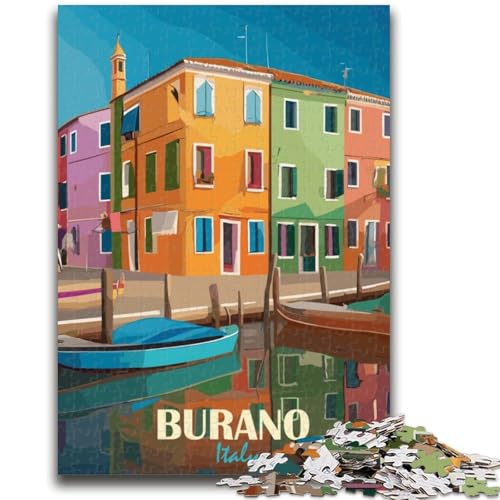 Burano, Italien, Puzzle für Teenager, 1000 Teile, Familienaktivität mit passendem Poster und Quizblatt, für Kinder ab 14 Jahren, 1000 Teile (50x75cm) von NYANBFKEA