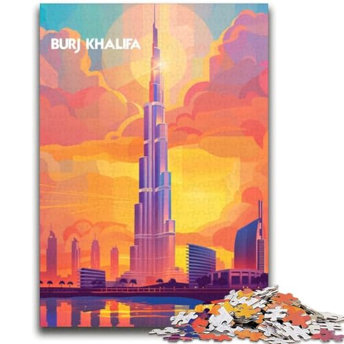 Burj Khalifa Glow Puzzle für Erwachsene, 2000 Teile, anspruchsvolles Spiel und Lernspiel für die ganze Familie zum Geburtstag, Weihnachten, 2000 Teile (70x100cm) von NYANBFKEA