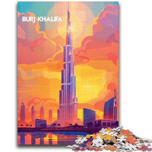 Burj Khalifa Glow Puzzles für Teenager, Spielzeug, Lernspiele, Stressabbau, Wunschliste mit Weihnachtsmann, 1000 Teile (26x38cm) von NYANBFKEA