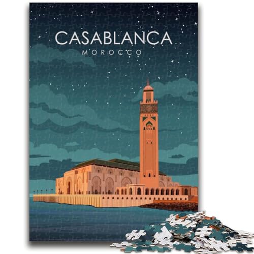 Casablanca Reiseposter-Puzzle, 1000 Teile, für Erwachsene, ab 14 Jahren, Heimkunst, Dekoration, Familienspiele, Weihnachts- und Geburtstagsgeschenke, 1000 Teile (26x38cm) von NYANBFKEA