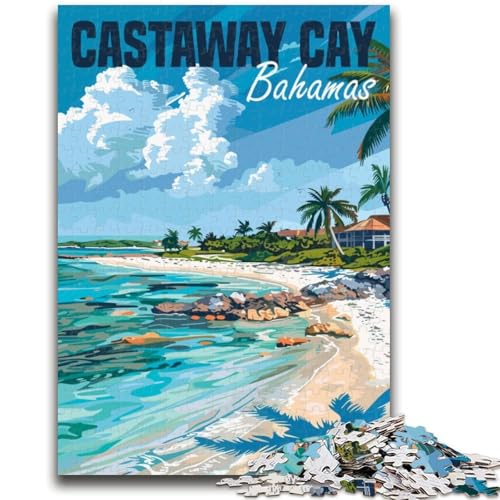 Castaway Cay Bahamas Puzzle 1000 Teile für Erwachsene, Spielzeug, Lernspiele, Stressabbau, Wichtelgeschenke für Kinder ab 14 Jahren, 1000 Teile (26x38cm) von NYANBFKEA