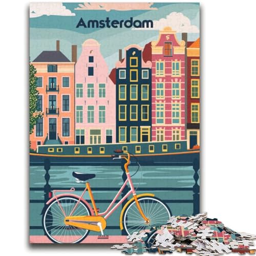Charmantes Amsterdam-Puzzle für Teenager, 2000 Teile, Lernspielzeug, Familienspiele mit passendem Poster und Quizblatt, 2000 Teile (70x100cm) von NYANBFKEA