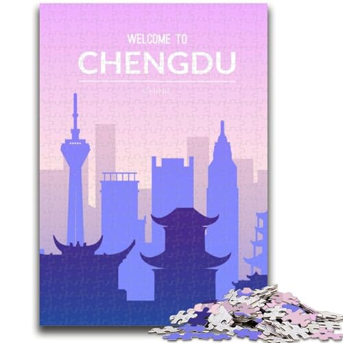 Chengdu China Puzzle 1000 Teile für Erwachsene, ab 14 Jahren, Heimkunstdekor, Familienspiele, Weihnachts- und Geburtstagsgeschenke, 1000 Teile (50x75cm) von NYANBFKEA
