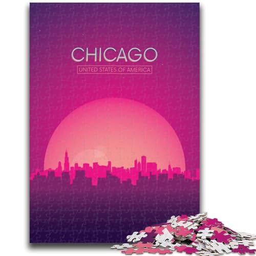 Chicago 1000-teiliges Puzzle für Erwachsene und Jugendliche, Spielzeug, Lernspiele, Stressabbau, Wichtelgeschenke für Kinder ab 14 Jahren, 1000 Teile (50x75cm) von NYANBFKEA