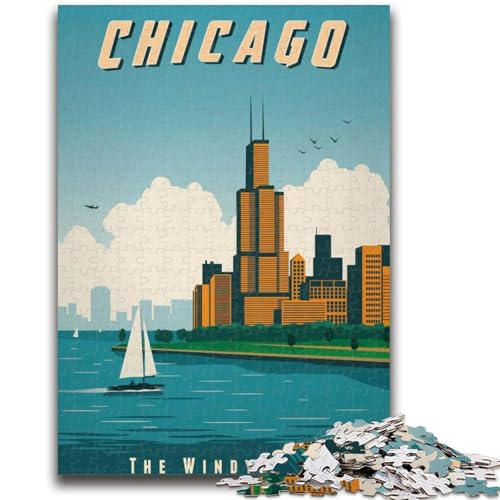 Chicago Jigsaws Puzzle 1000 Teile für Teenager Geschenke, Familienspiel Stressabbau Schwierige Herausforderung Tolle Geschenke und Spielzeuge 1000pcs (26x38cm) von NYANBFKEA
