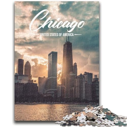 Chicago Puzzle 1000 Teile für Teenager ab 14 Jahren, Denksportaufgaben, Familienspiele, Weihnachts- und Geburtstagsgeschenke, 1000 Teile (26x38cm) von NYANBFKEA