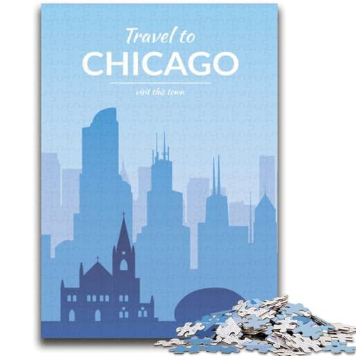 Chicago Puzzle 2000 Teile für Erwachsene, Spielzeug, Lernspiele, Stressabbau, Wichtelgeschenke für Kinder ab 14 Jahren, 2000 Teile (70x100cm) von NYANBFKEA