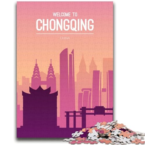 Chongqing China 2000-teiliges Puzzle für Erwachsene und Jugendliche, pädagogisches Spielzeug zum Stressabbau, ganze Familie, 2000 Teile (70x100cm) von NYANBFKEA