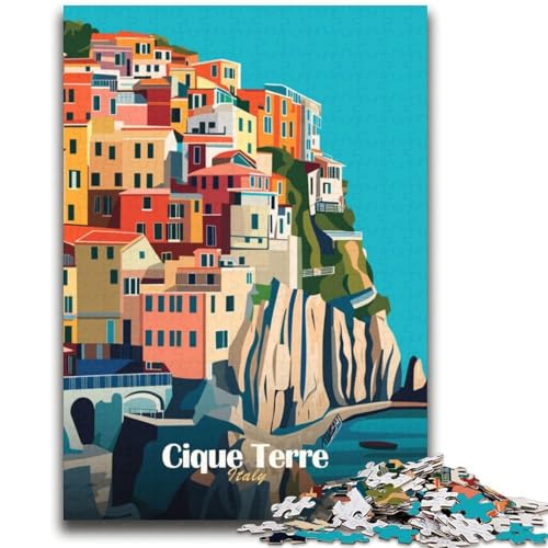 Cinque Terre Italien Poster-Puzzle für Teenager, 2000 Teile, Familienaktivität mit passendem Poster und Quizblatt für Kinder ab 14 Jahren, 2000 Teile (70x100cm) von NYANBFKEA