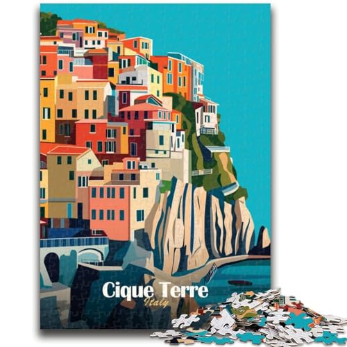 Cinque Terre Italien Poster-Puzzles für Erwachsene 1000 Teile, Spielzeug, Lernspiele, Stressabbau, Wichtelgeschenke für Kinder ab 14 Jahren, 1000 Teile (26x38cm) von NYANBFKEA
