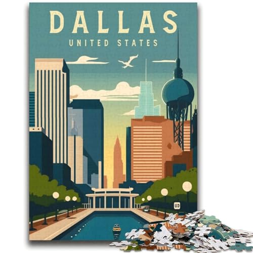 Dallas Texas USA 2000-teiliges Puzzle für Teenager, geeignet für Kinder ab 14 Jahren. Familienspaß ganze Familie. 2000 Teile (70x100cm) von NYANBFKEA
