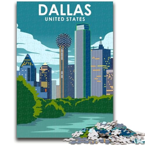 Dallas Texas USA Puzzle für Erwachsene 1000 Teile, Spielzeug Lernspiele Stressabbau Wichtelgeschenke für Kinder ab 14 Jahren 1000 Teile (50x75cm) von NYANBFKEA
