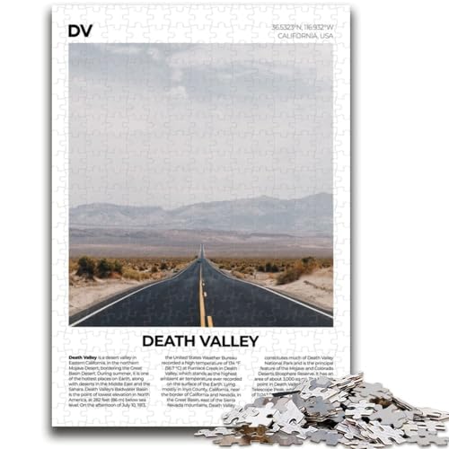 Death Valley Puzzle 1000 Teile für Teenager, Familienaktivität mit passendem Poster und Quizblatt für Kinder ab 14 Jahren, 1000 Teile (50x75cm) von NYANBFKEA