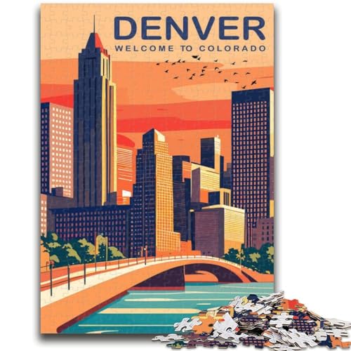Denver Puzzles für Erwachsene und Jugendliche, 1000-teiliges Puzzle, Lernspiele, DIY-Spielzeug mit passendem Poster und Quizblatt, für Kinder ab 14 Jahren, 1000 Teile (26x38cm) von NYANBFKEA