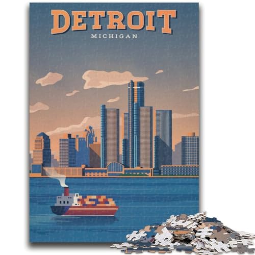 Detroit 1000-teiliges Puzzle für Erwachsene und Jugendliche, pädagogisches Spielzeug zum Stressabbau, ganze Familie, 1000 Teile (50x75cm) von NYANBFKEA
