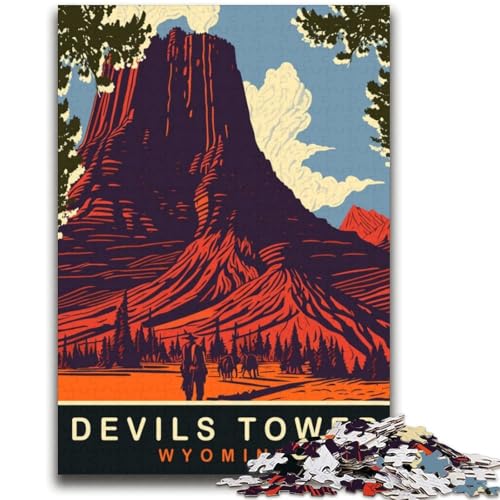 Devils Tower Puzzle für Teenager, 2000 Teile, Lernspielzeug, Familienspiele mit passendem Poster und Quizblatt, 2000 Teile (70x100cm) von NYANBFKEA