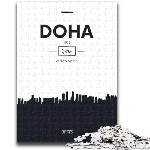 Doha Katar Puzzle für Erwachsene, 1000 Teile, schwierig, herausfordernd, schwierig, als Geschenk für die ganze Familie, 1000 Teile (50x75cm) von NYANBFKEA