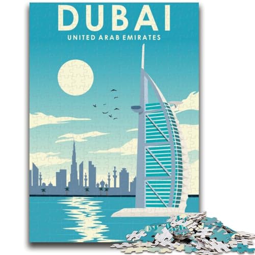 Dubai-Reiseposter, Puzzle für Erwachsene, 1000 Teile, Staycation-Zeitvertreib, Geburtstagsgeschenk, Geschenke, Wandkunst für Kinder ab 14 Jahren, 1000 Teile (26x38cm) von NYANBFKEA
