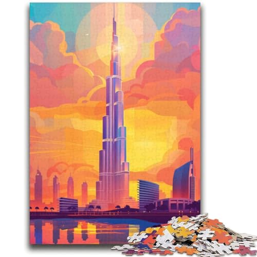 Dubai Skyline Sonnenuntergang Puzzles für Erwachsene und Jugendliche ab 14 Jahren, lustige Spiele, lustige Aktivitäten zu Hause, Geburtstagsgeschenke, Reisegeschenke, 2000 Teile (70x100cm) von NYANBFKEA
