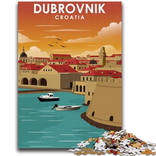 Dubrovnik Kroatien Reise-Puzzle für Teenager, Spielzeug, Lernspiele, Stressabbau, Wunschliste mit Weihnachtsmann, 1000 Teile (26x38cm) von NYANBFKEA