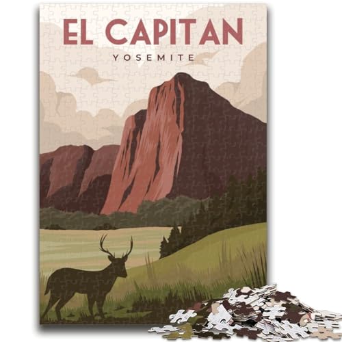 EL Capitan Yosemite Reisepuzzle für Erwachsene und Jugendliche, 1000-teiliges Puzzle, Lernspiele, DIY-Spielzeug mit passendem Poster und Quizblatt, für Kinder ab 14 Jahren, 1000 Teile (26x38cm) von NYANBFKEA