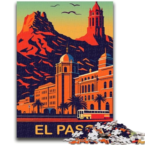 EL Paso Sunset Puzzle für Erwachsene, 1000 Teile, schwierig, lustige Spiele für die ganze Familie, lustige Aktivitäten zu Hause, Geburtstagsgeschenk, Reisegeschenke, 1000 Teile (26x38cm) von NYANBFKEA