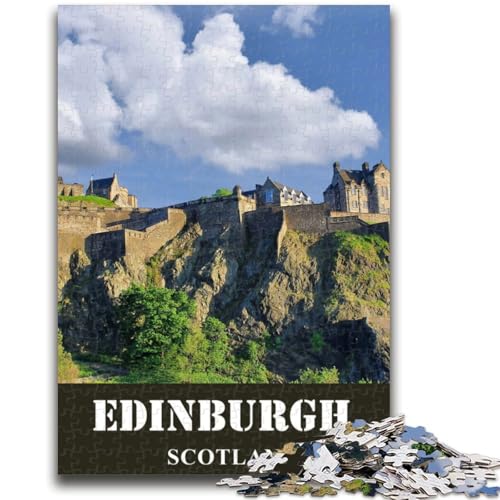Edinburgh Schottland Reise 1000-teiliges Puzzle für Teenager-Geschenke, Familienspiel zum Stressabbau, schwierige Herausforderung, tolle Geschenke und Spielzeuge, 1000 Teile (26x38cm) von NYANBFKEA