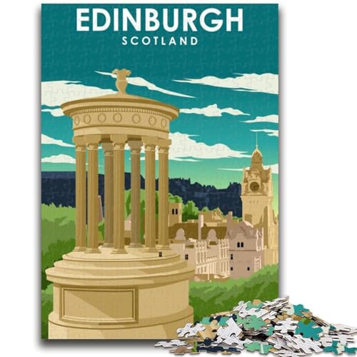 Edinburgh Schottland Reise 1000-teiliges Puzzle für Teenager-Geschenke, Familienspiel zum Stressabbau, schwierige Herausforderung, tolle Geschenke und Spielzeuge, 1000 Teile (50x75cm) von NYANBFKEA