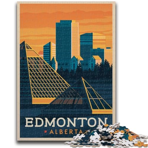 Edmonton Cityscape Puzzles für Teenager, Spielzeug, Lernspiele, Stressabbau, Wunschliste mit Weihnachtsmann, 1000 Teile (26x38cm) von NYANBFKEA
